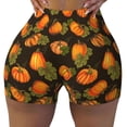 thumbnail image 2 of Honeii Orange Pumpkin Print Women's Workout Shorts, Gym Shorts for Active Wear, Sports Shorts,Women's Running Shorts,Quick Dry Athletic Shorts-XX-Large, 2 of 8