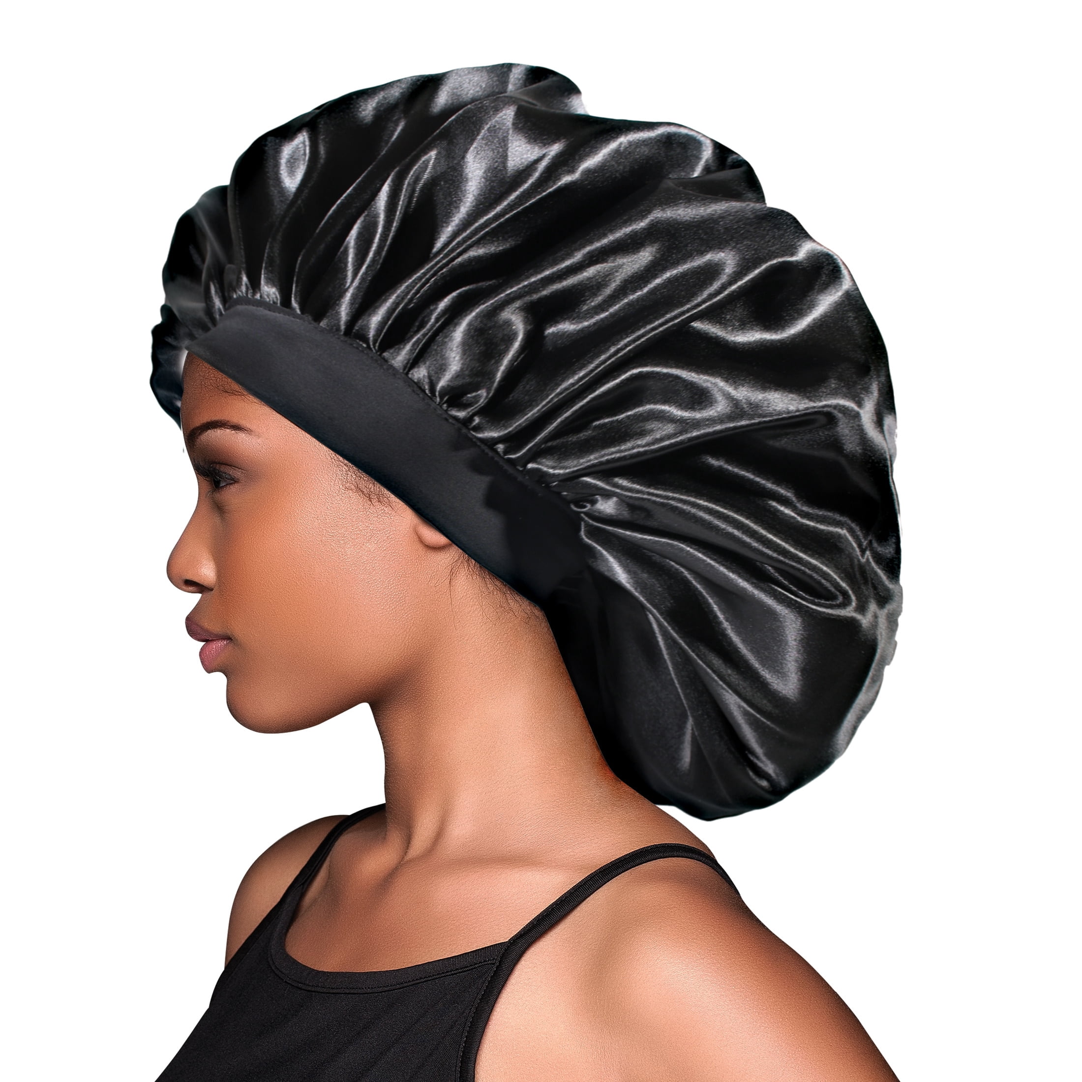 Evolve Jumbo Satin Bonnet, Black