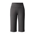 thumbnail image 7 of Vivianyn HD Women's High Waisted Bermuda Shorts, Cross Over Waistband Slim Fit Casual Knee Length Bottoms,Dark Gray,Size S-XXL, 7 of 7