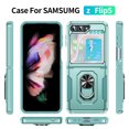 thumbnail image 3 of Nalacover Heavy Duty Case for Samsung Galaxy Z Flip5 with Rotated Ring Holder Kickstand Bracket, Military Grade Rugged Cover with Magnetic Car Mount TPU Shockproof Lens Protective Case, Green/Green, 3 of 10