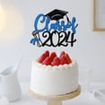 thumbnail image 5 of Sunsanly 1Pc/4Pcs Class of 2024 Cake Topper, Congrats Grad 2024 Graduation Cake Decor, High School/College Graduate Celebration Party Decoration Supplies, Black and Red Glitter, 5 of 8