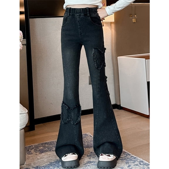 Kids Girls Flare Leggings Slim And Tall Pants Stretch Pants With Pockets Flare Leg Pants Black Jeans For Girls Kids Sports & Recreation Pants Girls Flare Leggings Size 6-7 Years