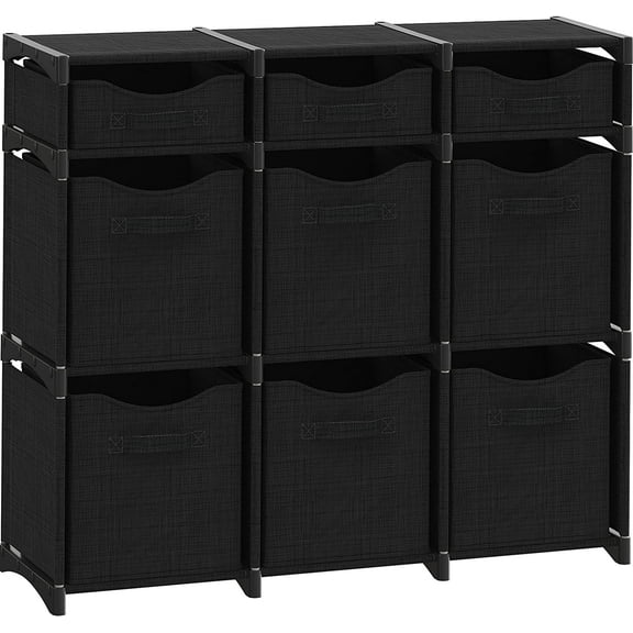 9 Cube Closet Organizers And Storage | Includes All Storage Cube Bins | Easy To Assemble Closet Storage Unit With Drawers | Room Organizer For Clothes, Baby Closet Bedroom, Playroom, Dorm (Black)