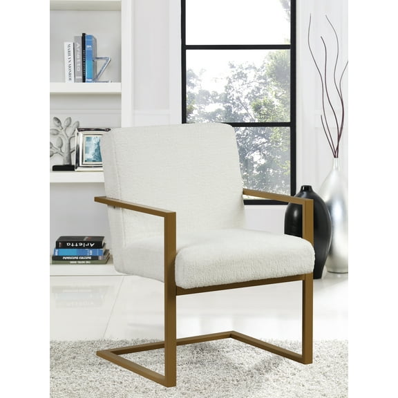 Ember Interiors Silas Modern Lounge Chair with Arms, Cream Fabric