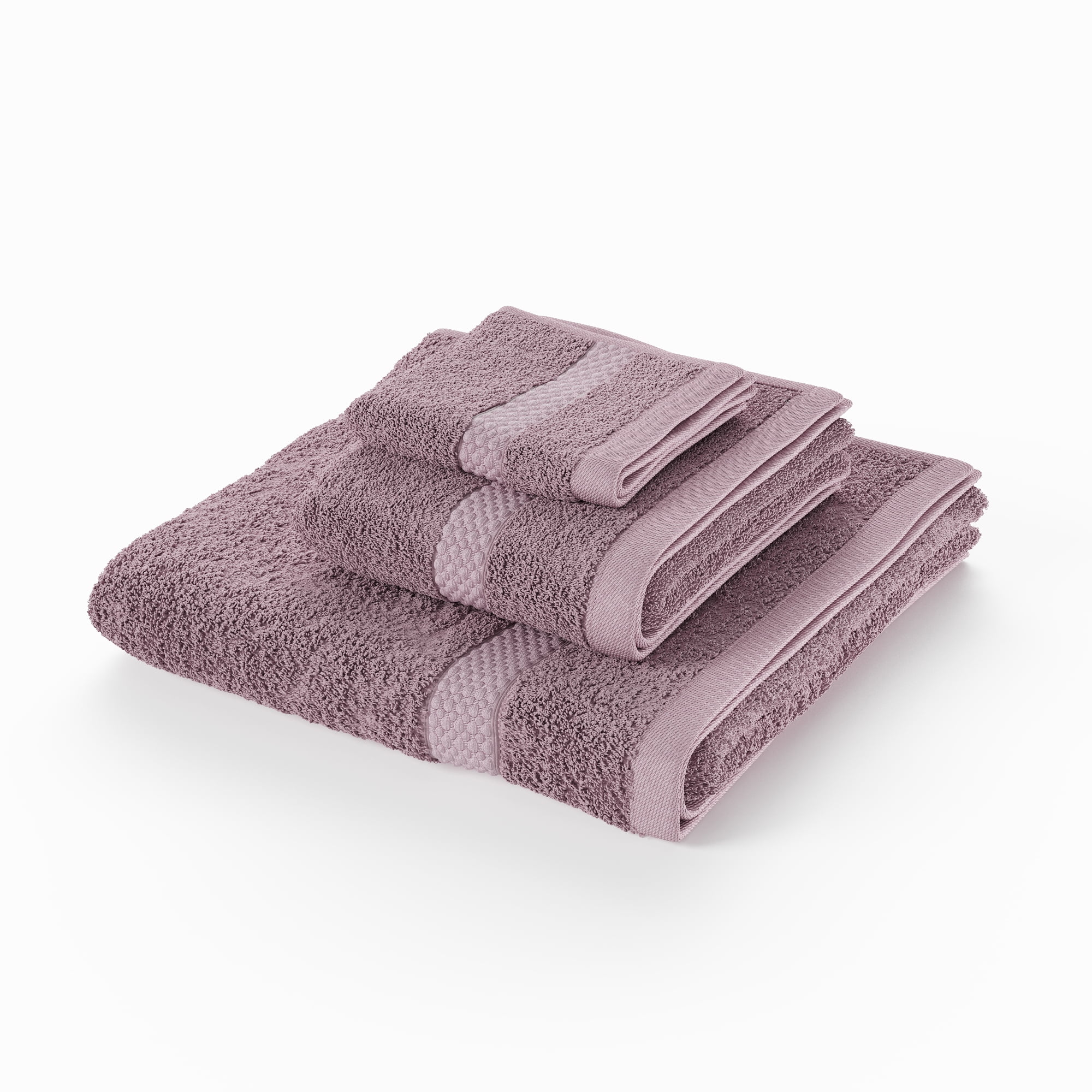 Beautiful by Drew Barrymore 6-Piece Dobby Bath Towel Set, Soft 100% Cotton, Rose Pink