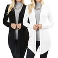 thumbnail image 1 of Women & Plus Draped Open Front Long Sleeve Flowy Light Cardigan (2PK: Black/Ivory, 1X), 1 of 4