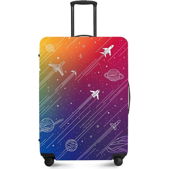 Rainbow Planes Travel Luggage Cover -Stretchable Airplane Suitcase Protector Sleeve,Universal Washable Fit for 32-34 Inch Checked Baggage,Water Resistant Durable Luggage Protector