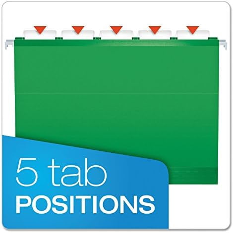 Reinforced Hanging File Folders, Letter Size, Bright Green, 1/5 Cut, 25/BX (4152 1/5 BGR)