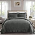 thumbnail image 3 of JML 3 Piece Ruffle Quilt Set Dark Gray - Queen, 3 of 5