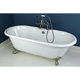 thumbnail image 3 of Aqua Eden 66" Cast Iron Clawfoot Tub Double Ended with 7-Inch Faucet Drillings and Feet, White/Brushed Nickel, 3 of 5