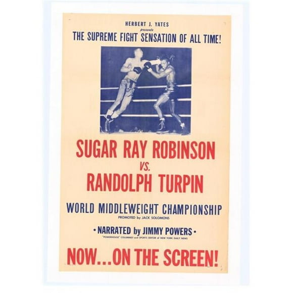 Pop Culture Graphics MOVIF9868 Sugar Ray Robinson Vs. Randolph Turpin Movie Poster Print, 27 x 40