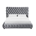 thumbnail image 2 of Benjara James Queen Size Bed- Platform Style- Button Tufted Gray Velvet, 2 of 6