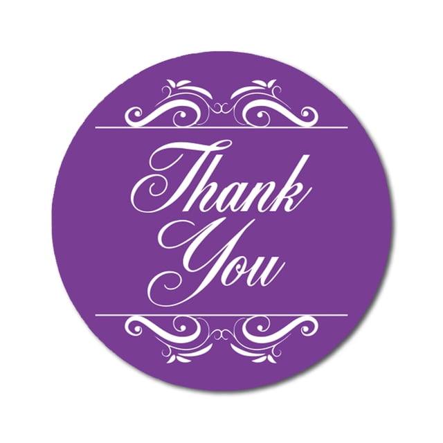 Darling Souvenir Round 1.6 Inches Swirl Border Thank You Purple Stickers Non Customized Gift-45 Pcs