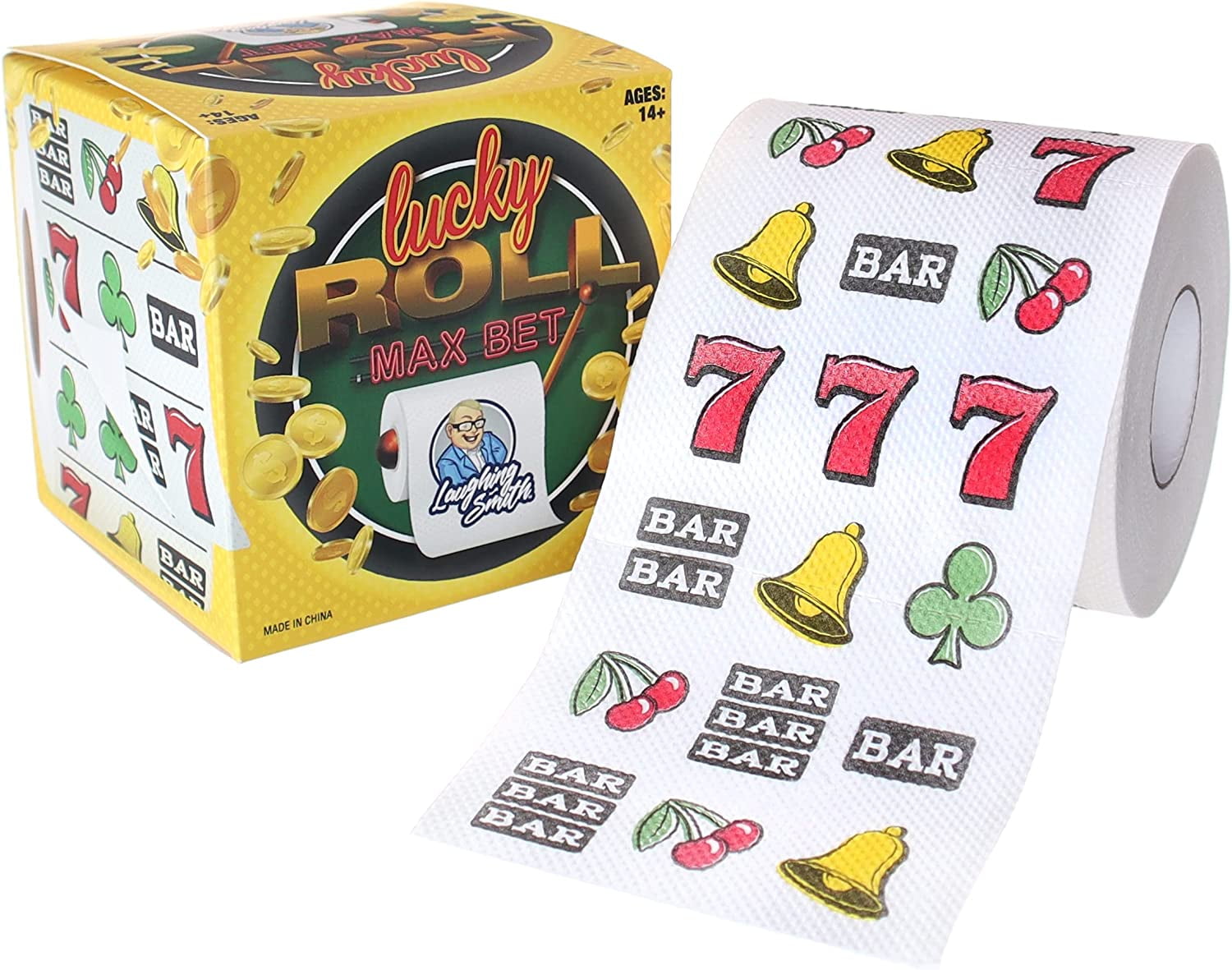 Lucky Roll Max Bet Novelty Toilet Paper - Casino Gambling Gifts - Slot Machine Themed Gift