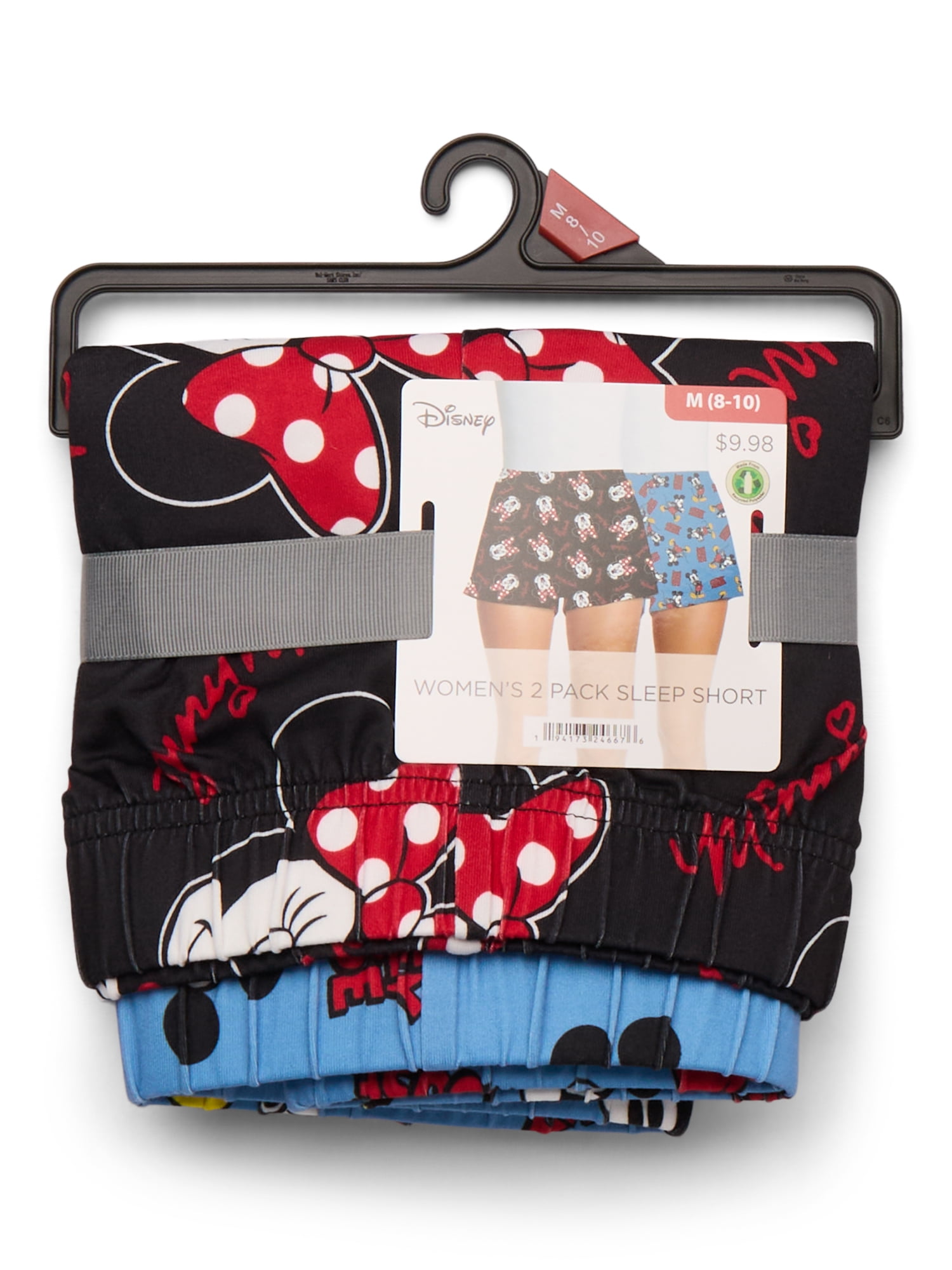Mickey and Minnie Mouse Women's and Women's Plus Jersey Sleep Shorts, 2-Pack, Sizes XS-3X
