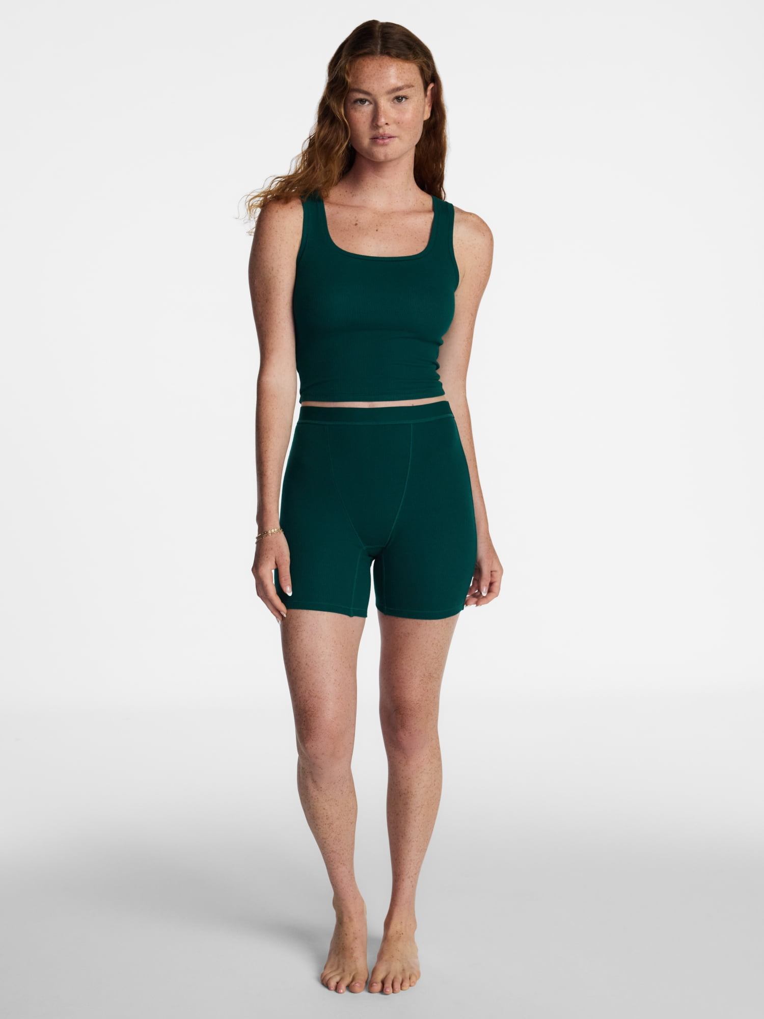 No Boundaries Cotton Stretch Ribbed Cropped Tank Top, Women's XS-XXXL