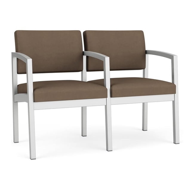 Fauteuil de Réception en Acier Lenox pour Salle d'Attente 2 Places / Acier Argenté / Brun