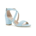 thumbnail image 1 of BLISSFUL STEP Women's Solid Color Open Toe Cross Strap Mid Chunky Heel Sandals, 1 of 7