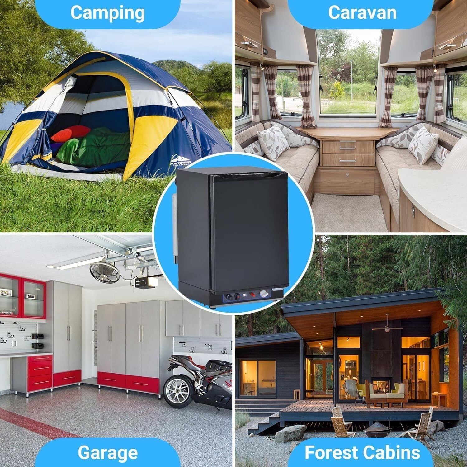 SMAD 1.4 Cu ft Compact Propane Refrigerator AC 110V DC 12V Gas Quiet RV Campervan Fridge