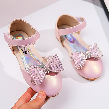 

TOWED22 Walking Shoes For Baby Single Sandals Girls Baby Shoes Rhinestone Bow Kids Pearl Toddler Girl Sandals Pink