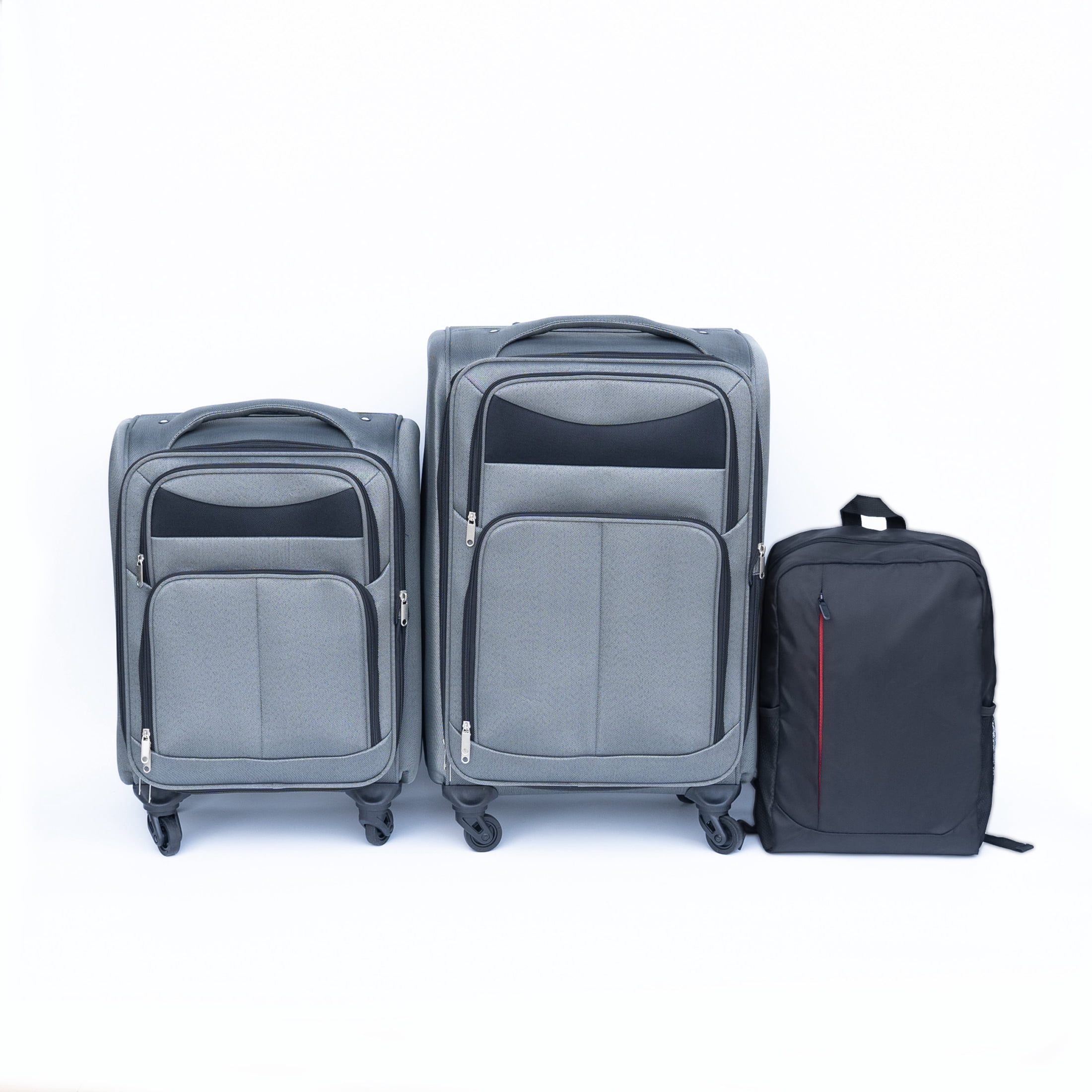 Noble House 3-Piece 20" & 24" Softside Oxford Luggage Set with Backpack, Expandable Spinner Suitcases, Gray