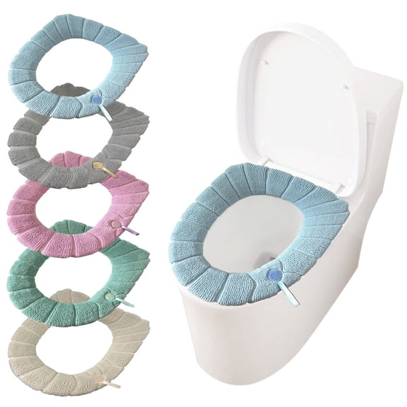 USSUMA Gifts Bathroom Soft Thicker Warmer Stretchable Washable Cloth Toilet Seat Cover Pads Green