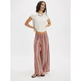 thumbnail image 3 of Women'S Striped Pants High Waist Wide Leg Cotton and Linen Fashion Beach Elastic Waist Casual Flowing Pants Pink M, 3 of 5