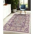 thumbnail image 4 of Tribal Area Rug with Non-Slip Backing, Triangles and Flowers Old People Art from the Past Squares Geometric, Quality Carpet for Bedroom and Dorm Room, 5.2' X 7.6', Plum Pearl, by Ambesonne, 4 of 6