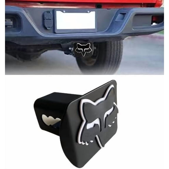 Custom 3D Metal Trailer Hitch Cover for 2'' Towing Rear Receiver Plug Cover Fox Emblem Cool Cars SUV Pickup Trucks Heavy Duty, TCG-550