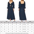 thumbnail image 2 of Vestido De Manga Farol Señoras una línea vestido elegante Chic plisado vestido Casual fiesta de noche vestidos largos Ygjytge Azul Marino M Azul Marino para Mujer, 2 of 9