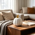 thumbnail image 6 of White Ceramic Pumpkin Decor with Glossy Gold stems, 3.82x3.35x3.31in Elegant Modern Thanksgiving Table Centerpiece, Fall Harvest Home Ornament Figurine, 6 of 7