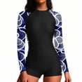 thumbnail image 6 of Nmnitkp UPF 50+ Modest Long Sleeve Swimsuits for Women Floral Zipper High Neck Bathing Suit Rash Guard Surfing One Piece Swimwear, 6 of 7