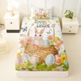thumbnail image 3 of Erosebridal Watercolor Easter Eggs Twin Sheet Sets,Cartoon Rabbit Colorful Butterflies Bedding For Kids Girls 3 Pieces, 3 of 6
