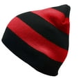 thumbnail image 2 of COUVER Striped Knit Warm Beanie with or without Pom Pom Winter Hats (Black / Red), 2 of 6
