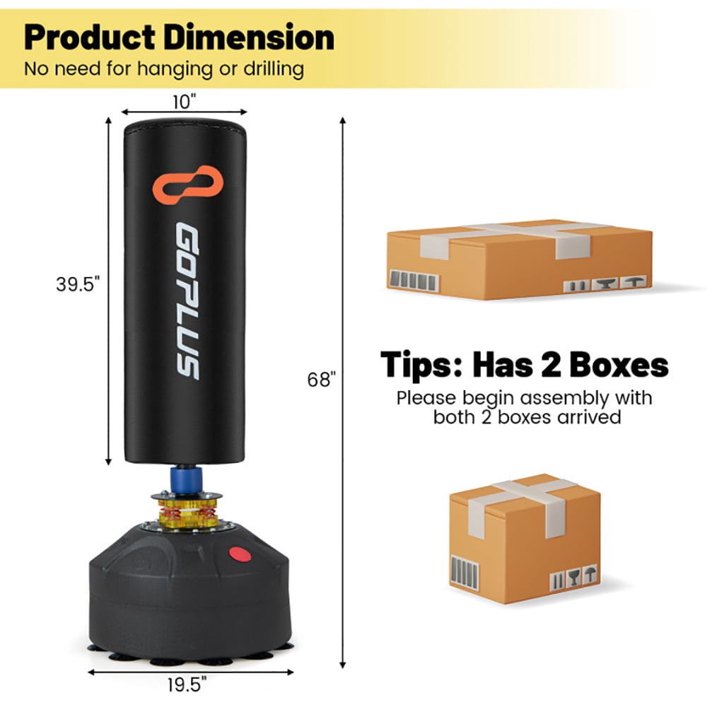 Spaco Freestanding Punching Bag Kickboxing Bag with Stand and Suction Cup Base, Golf Hitting Mat Artificial Turf Mat for Indoor/Outdoor Practice