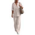 thumbnail image 4 of Conjunto Dos Piezas Casual para Mujer – Camisa Manga Larga Solapa y Pantalones Largos Pierna Ancha, Ideales como Ropa Calle Holgada, 4 of 5