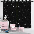 thumbnail image 5 of Nanqianyi Black Blackout Curtains With Moon Star Pattern, 42"W x 84"L, 2 Panels, Window Curtains for Bedroom/Living Room, 5 of 8
