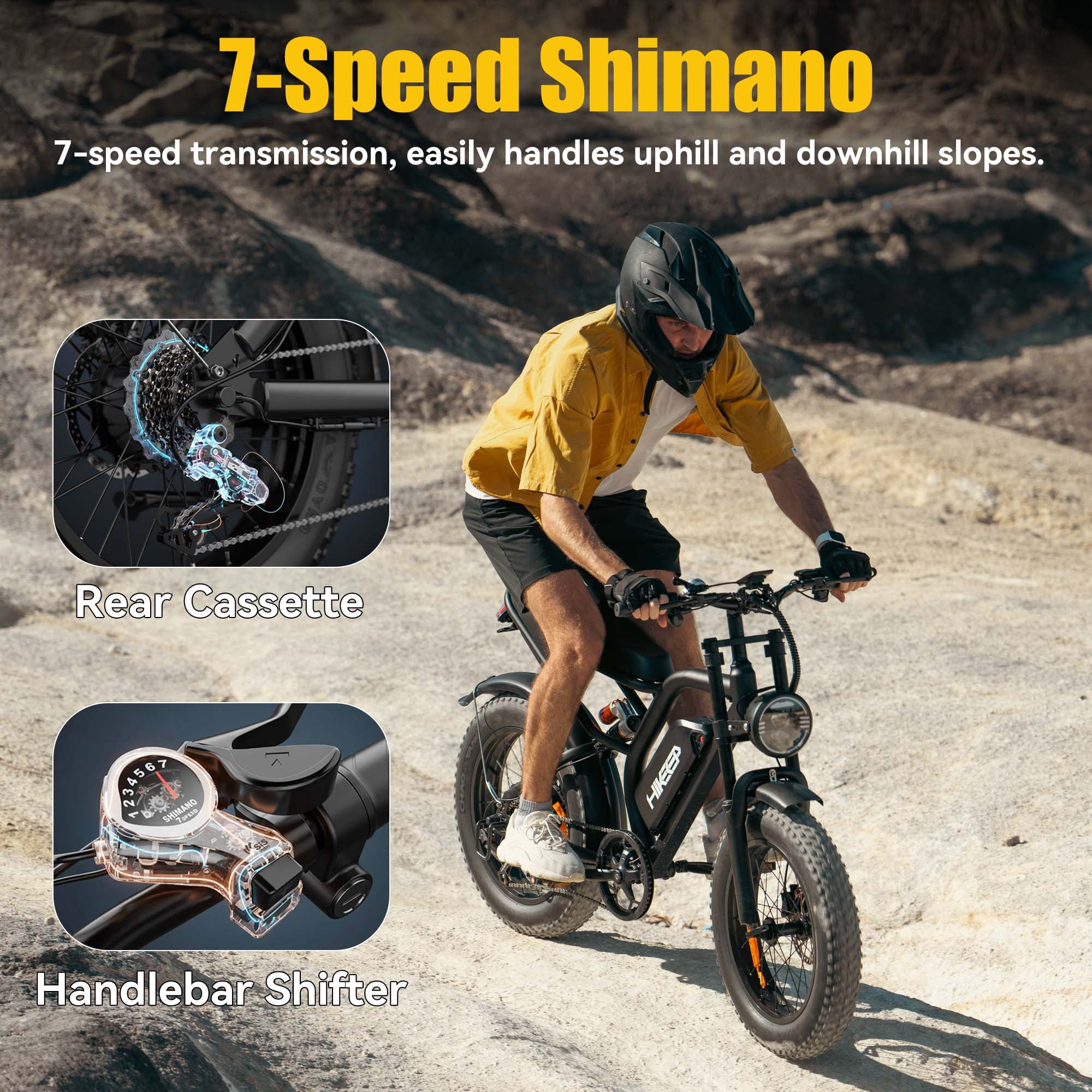 20" Fat Tire Electric Bike for Adults, 1500W Peak Adults Ebike, 48V 15Ah Battery Electric Mountain Bike UL2849