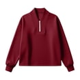 thumbnail image 7 of Sweatshirt for Women Pullover Lightweight Quarter Zip Collar Long Sleeved Loose No Hoodies Sweatshirt, 7 of 7