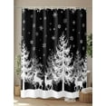 thumbnail image 4 of Christmas Black Shower Curtain Set, Waterproof Shower Curtains for Bathroom, White Xmas Tree Elk Winter Snowflake Washable Fabric Cloth Bath Curtain for Bathtub Decoration with Hooks 48x72 Inches, 4 of 6