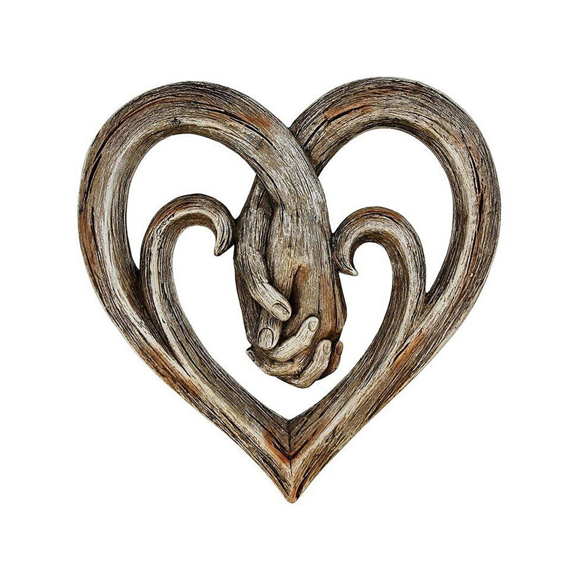 Heart Holding Hands Wall Decor Unique Art Sculpture Ornaments Metal Entwined Hearts Ornaments Perfect Love Statue For Garden Patio Living Room Bedroom 