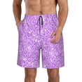 thumbnail image 2 of Uemuo Lilac Glittering Pattern Men's Swim Trunks Hawaiian Beach Bathing Suit Swimsuits Beach Quick-Dry Shorts with Pockets-Small, 2 of 9
