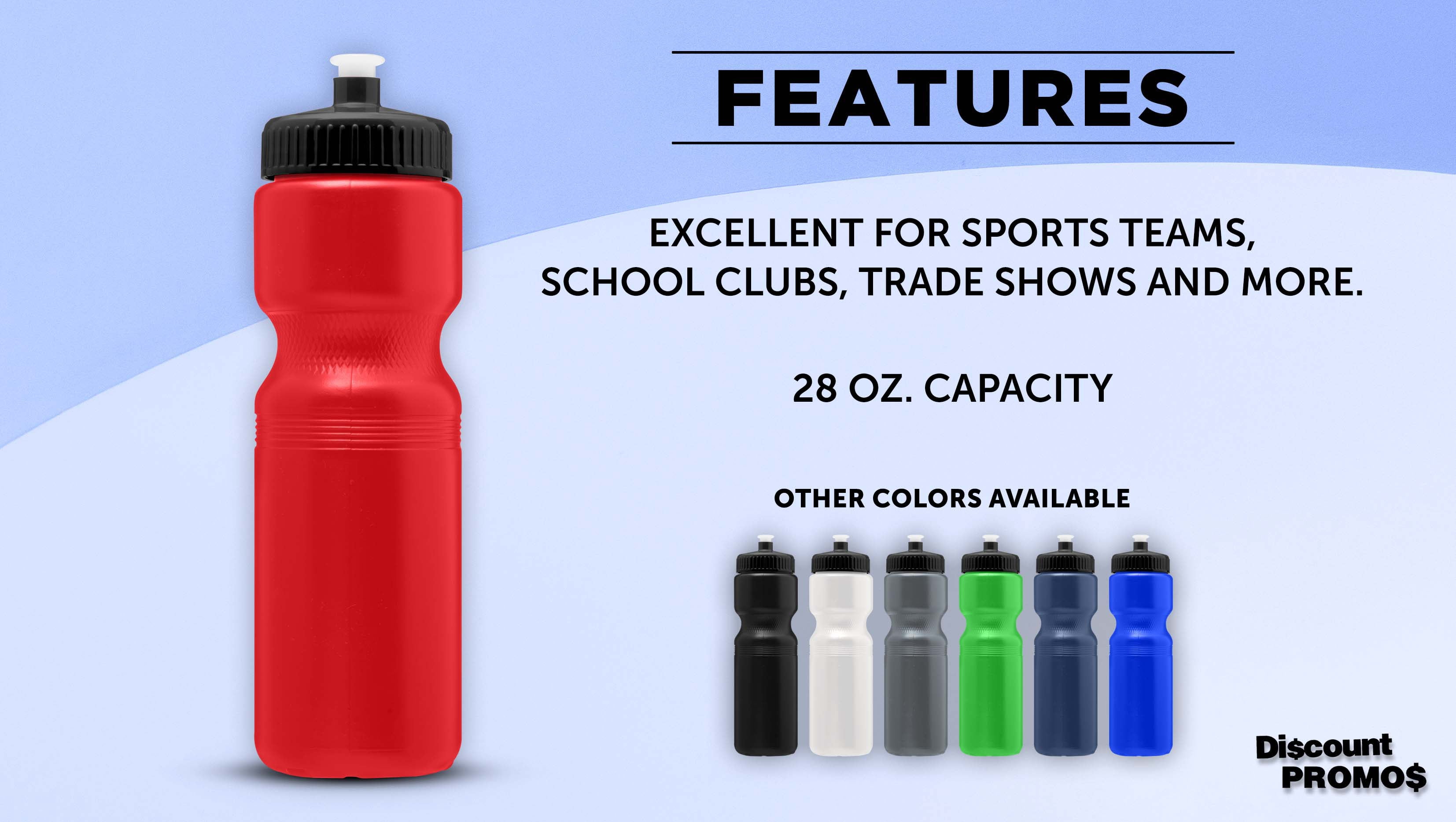 Water Bottles with Push Cap 28 oz. Set of 6, Bulk Pack - Reusable, Great for Gym, Hiking, Cycling, School - Red