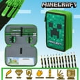 thumbnail image 3 of Estuche para lápices con relleno de Minecraft y papelería para niños, color verde, 3 of 7