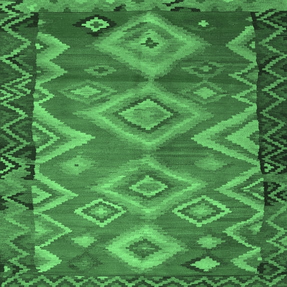 Ahgly Company Indoor Square Southwestern Emerald Green Country Area Rugs, 6' Square