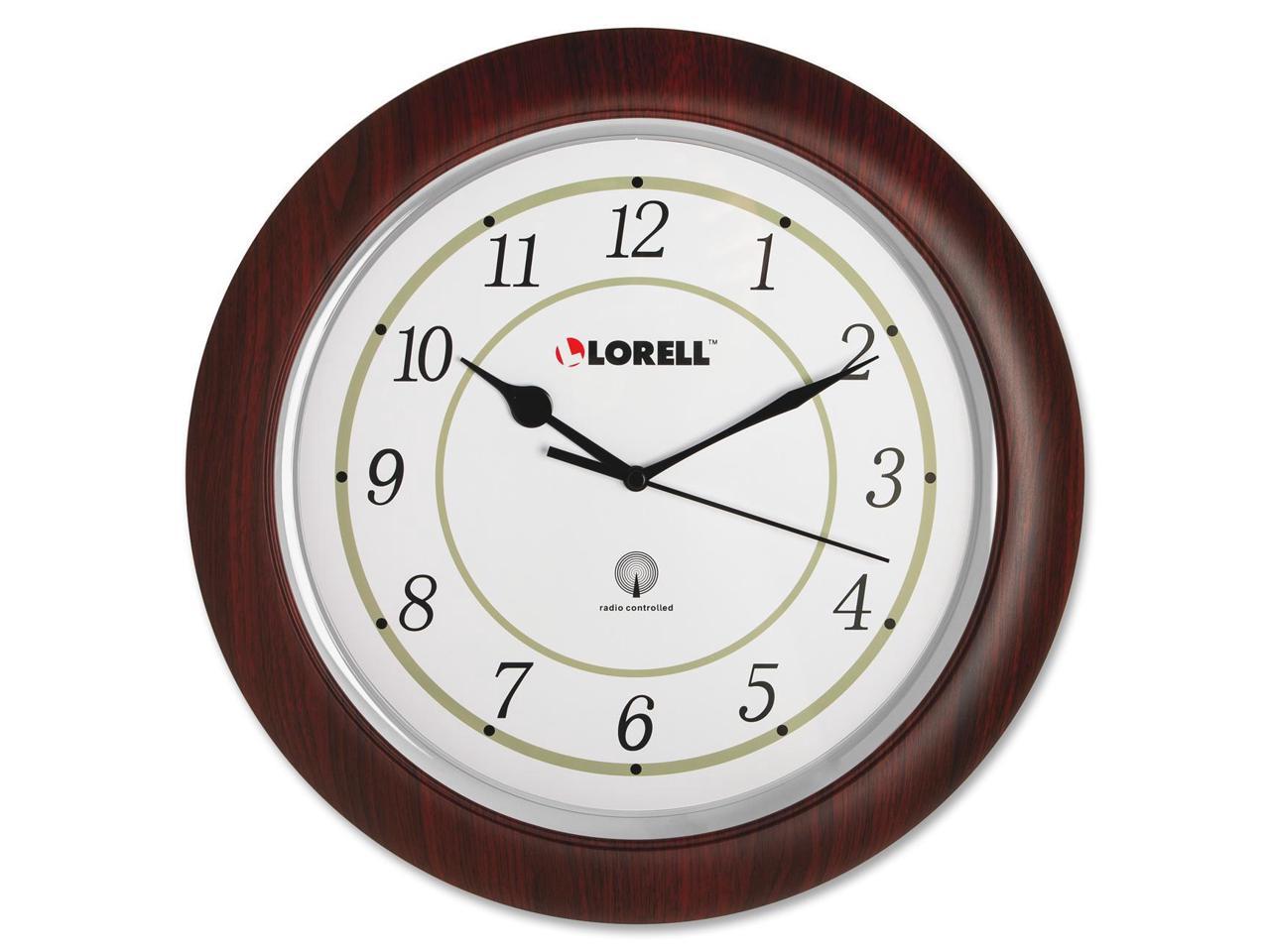 Lorell Wall Clock Arabic Numerals 13-1/4" White Dial/Woodgrain 60986