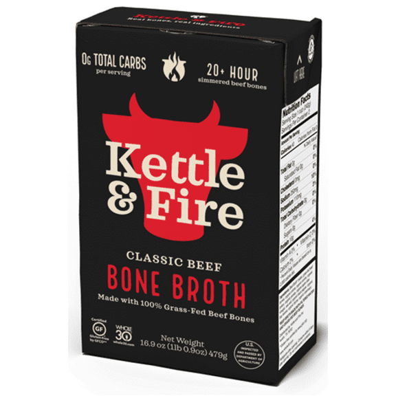 Kettle & Fire Beef Bone Broth 16.9 oz - Pack of 3