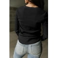 thumbnail image 3 of FOLUNSI Chic Noir Henley – Tricot Gaufré Doux, Boutonné, Manches Longues, 3 of 8