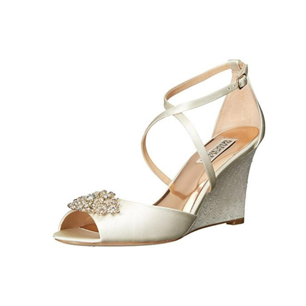Badgley Mischka - Badgley Mischka Womens Abigail Satin Embellished Wedge Sandals - Walmart.com