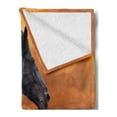 thumbnail image 2 of Horses Soft Flannel Fleece Blanket, Portrait of Galloping Friesian Horse with Hot Sun Rays Intensity Honor Grace Theme, Cozy Plush for Indoor and Outdoor Use, 60" x 80", Black Orange, by Ambesonne, 2 of 5
